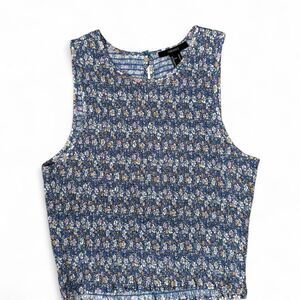 Forever 21 Blue Floral Tank Crop Top Size M